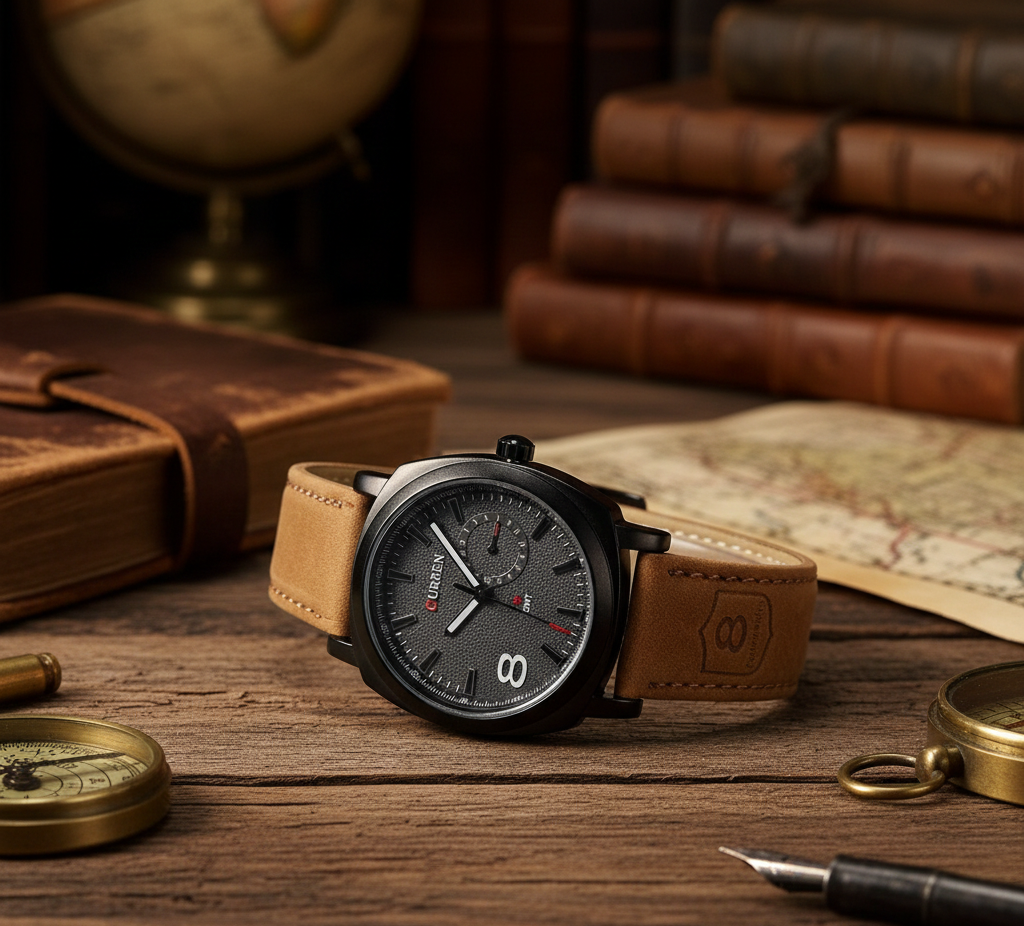 Men's Aviator-Inspired Textured Dial Watch