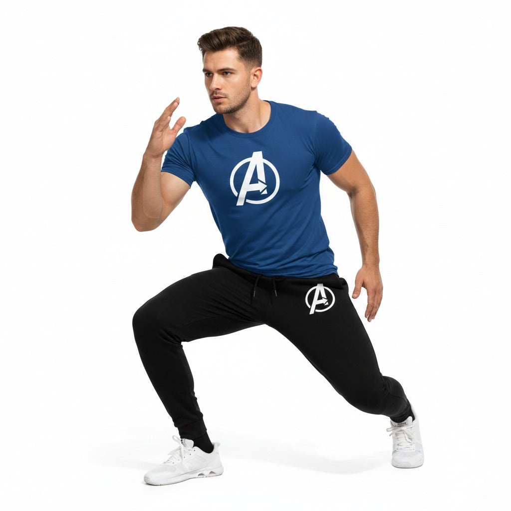 Stylish two Peice A Printed Round Neck Half Sleeves Casual Tracksuit Amazing And Trendy T Shirt And trouser for men and boys Gym Part Shirt And Jogging Track